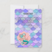 Carte De Remerciements Sirène de Parties scintillant pourpre sous le Baby (Devant)