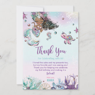 Carte De Remerciements Sirène sous la mer Baby shower d'anniversaire Afri