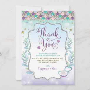 Carte De Remerciements Sirène sous la plage de la mer Océan Baby Shower