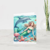 Carte De Remerciements Sirène sous le littoral marin (Devant)
