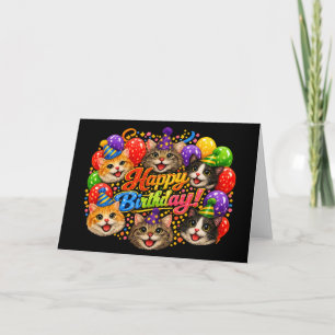 Carte De Remerciements Six chats vous souhaitent un joyeux anniversaire