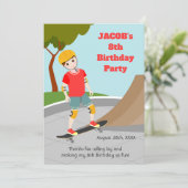 Carte De Remerciements Skate Park Fun Boy Fête d'anniversaire (Debout devant)