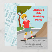 Carte De Remerciements Skate Park Fun Boy Fête d'anniversaire (Devant / Derrière)