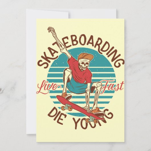 Carte De Remerciements Skateboard Skateboard Live Fast (Devant)