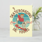 Carte De Remerciements Skateboard Skateboard Live Fast (Debout devant)