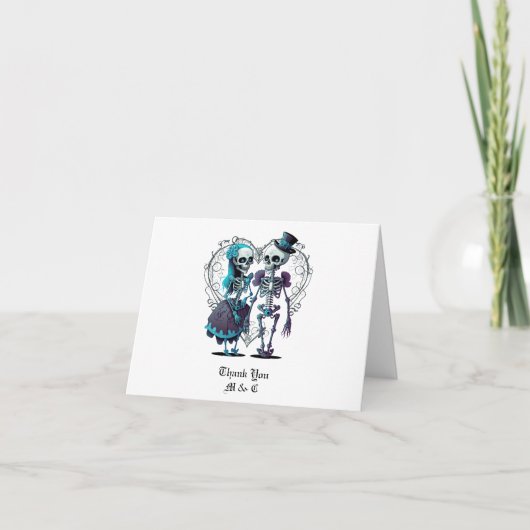 Carte De Remerciements Skeleton Couple Mariage (Devant)