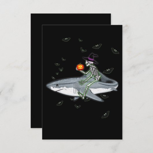 Carte De Remerciements Skeleton équitation requin - Drôle cadeau Hallowee (Devant / Derrière)