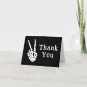 Carte De Remerciements Skeleton Hand Peace Sign Black (Devant)