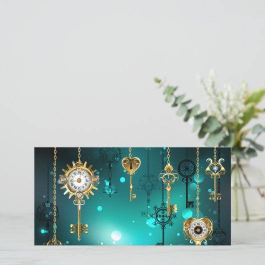 Carte De Remerciements Skeleton Keys on Green Background (Debout devant)