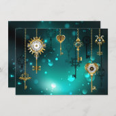 Carte De Remerciements Skeleton Keys on Green Background (Devant / Derrière)