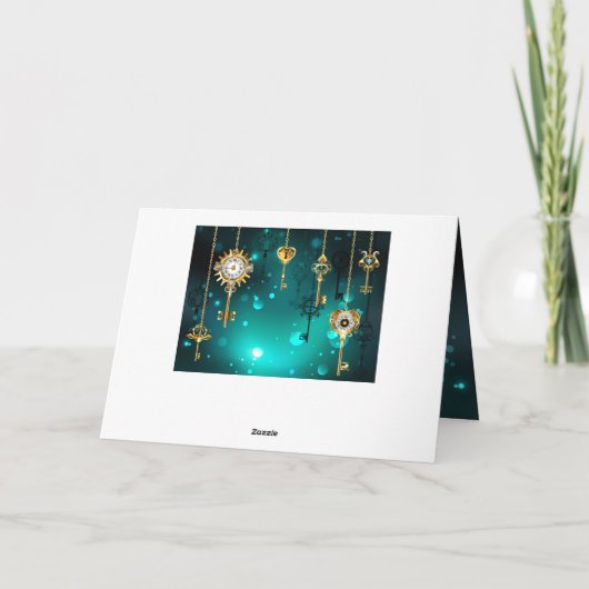 Carte De Remerciements Skeleton Keys on Green Background (Dos)