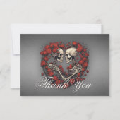 Carte De Remerciements Skeletons sombres gothiques et Mariage de coeur Ro (Devant)