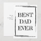 Carte De Remerciements Sketchchy Black & White Meilleur papa jamais (Devant / Derrière)
