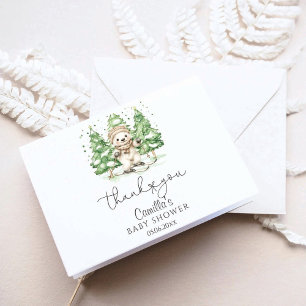 Carte De Remerciements Ski dans le Baby shower d'hiver de la parentalité