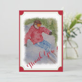 Carte De Remerciements Ski de descente (Debout devant)