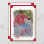 Carte De Remerciements Ski de descente (Devant / Derrière)