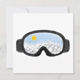 Carte De Remerciements Ski Goggles Mountain View Illustration