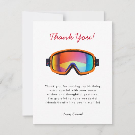 Carte De Remerciements Ski Snowboard (Devant)