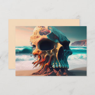 Carte De Remerciements Skull on the beach