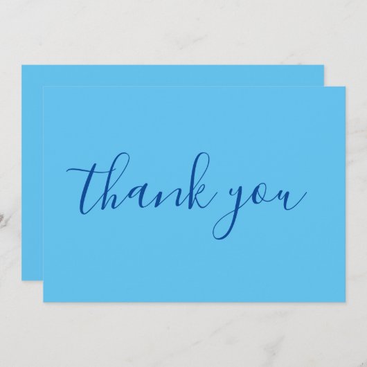 Carte De Remerciements Sky Blue Elegant Moderne Écriture manuscrite (Devant / Derrière)