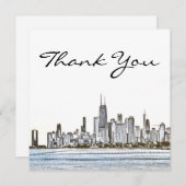 Carte de remerciements Skyline de Chicago (Devant / Derrière)