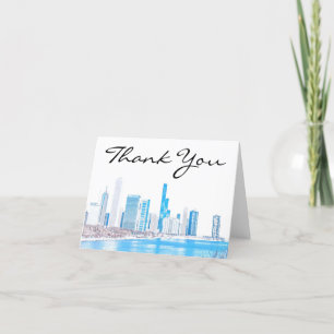 Carte de remerciements Skyline de Chicago en hiver