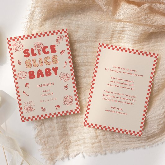 Carte De Remerciements Slice Slice Baby Pizza Hand Drawn Baby Shower