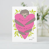 Carte De Remerciements Sloth Hugs Classroom Valentine's Day Card (Debout devant)
