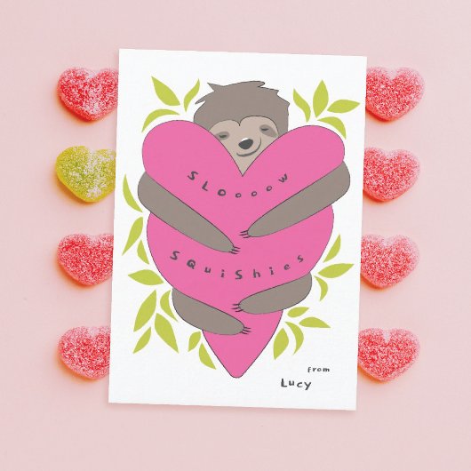 Carte De Remerciements Sloth Hugs Classroom Valentine's Day Card