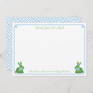 Carte De Remerciements Smart Pale Blue Boxwood Bunny Boy Baby shower