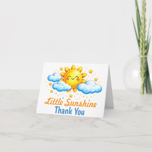Carte De Remerciements Smiling Sun Clouds Baby Shower (Devant)