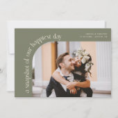 Carte De Remerciements Snapshot Happiest Day Sage Green Wedding Photo (Devant)