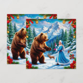 Carte De Remerciements Snow Maiden Enchanter La Scène D'Hiver (Devant / Derrière)