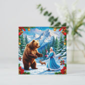 Carte De Remerciements Snow Maiden Enchanter La Scène D'Hiver (Debout devant)