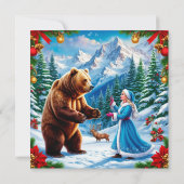 Carte De Remerciements Snow Maiden Enchanter La Scène D'Hiver (Dos)