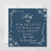 Carte De Remerciements Snowflake Blue Travail et livraison NICU Hospital (Devant)