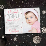 Carte De Remerciements Snowflake Hiver 1er anniversaire Photo<br><div class="desc">Dites merci avec style avec ces cartes de remerciement d'anniversaire branchées. Le texte et la photo modèles sont faciles à personnaliser et votre famille et vos amis seront ravis de recevoir ces fabuleux remerciements.</div>