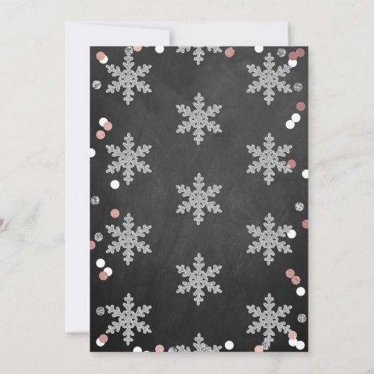 Carte De Remerciements Snowflake Winter Chalkboard 1er anniversaire (Dos)