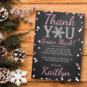 Carte De Remerciements Snowflake Winter Chalkboard 1er anniversaire