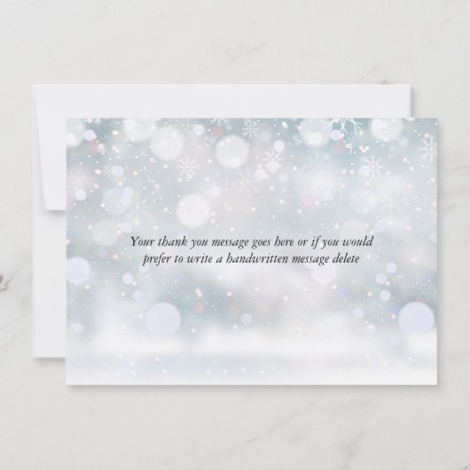 Carte De Remerciements Snowflakes d'hiver Élégant script de coeur (Dos)