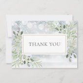 Carte De Remerciements Snowflakes d'hiver Élégante verdure (Devant)