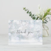 Carte De Remerciements Snowflakes hiver élégant Script (Debout devant)