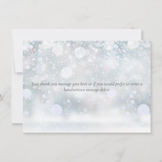 Carte De Remerciements Snowflakes hiver élégant Script (Dos)
