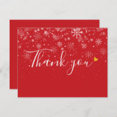 Carte De Remerciements Snowflakes Noël Élégant Script Business (Devant / Derrière)