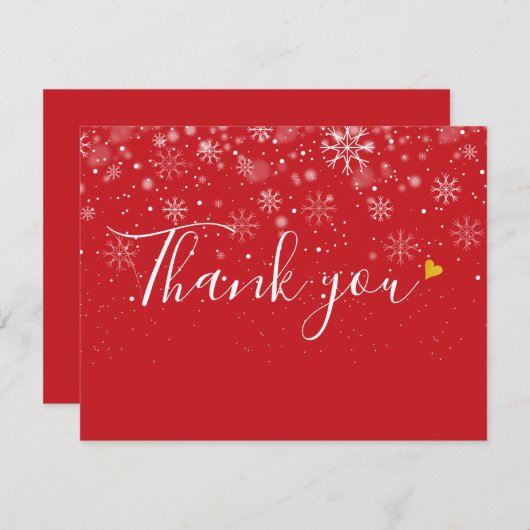 Carte De Remerciements Snowflakes Noël Élégant Script Business (Devant / Derrière)