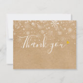 Carte De Remerciements Snowflakes Rustique Kraft Script Business (Devant)