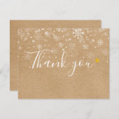 Carte De Remerciements Snowflakes Rustique Kraft Script Business (Devant / Derrière)