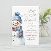 Carte De Remerciements Snowman Baby It’s Cold Outside Baby shower invitat (Debout devant)