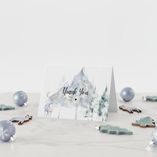Carte De Remerciements Snowy Mountain Evergreen Baby Shower 