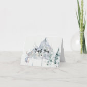 Carte De Remerciements Snowy Mountain Evergreen Baby Shower  (Devant)